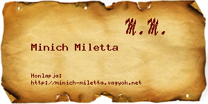 Minich Miletta névjegykártya